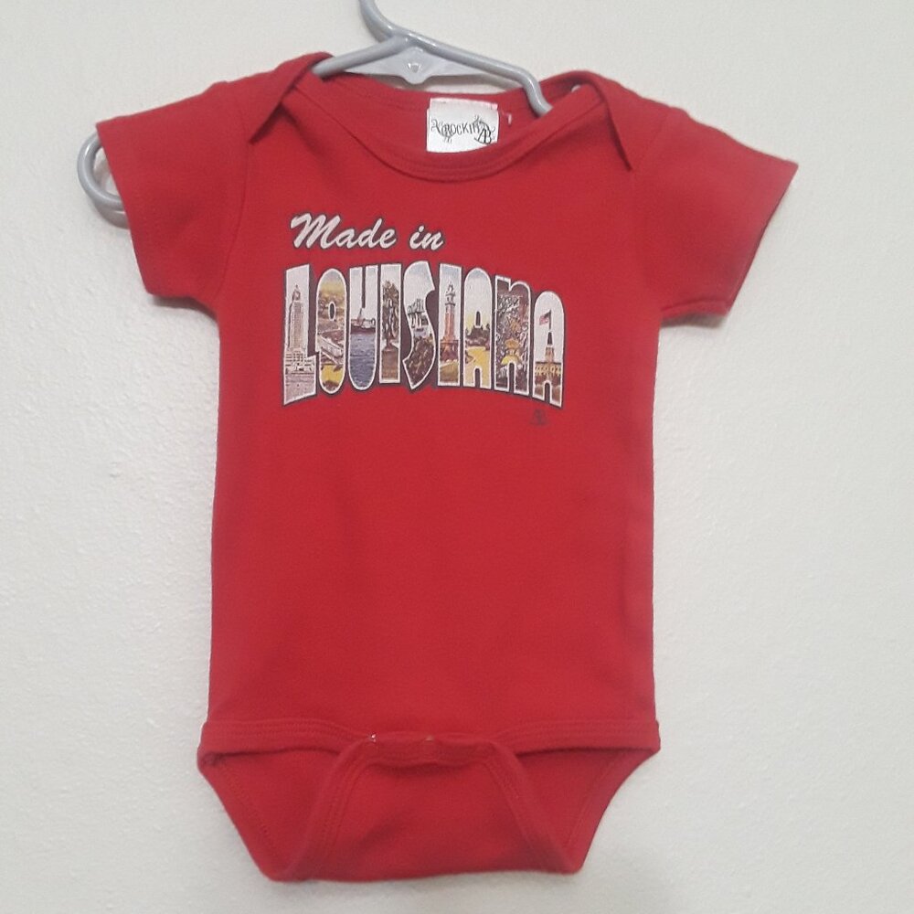 Red Louisiana Baby Onesie